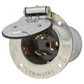 Hubbell Wiring Device-Kellems Locking Devices, Twist-Lock®, Industrial, Flanged Inlet, 50A, 125/250V, 3-Pole 4-Wire Grounding, Non-NEMA, Screw Terminal, Steel, With LiftCover CS6375M2